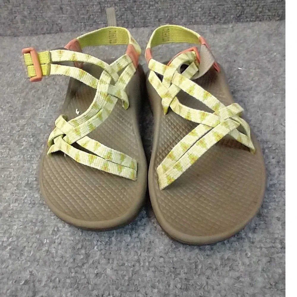 Chaco Kids Z1‎ Ecotread Sandals Lime Green Orange Geometric Strappy Size 2